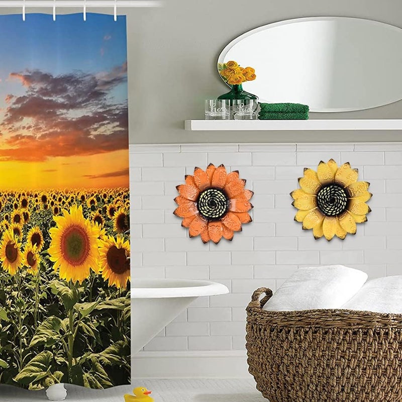 YEAHOME Sunflower Wall Decor - 9 inch Metal Flower Wall Art Decorations, Sunflower Yard Garden Decor Hanging for Kitchen, Bathroom, Bedroom, Set of 3 Handmade Gift for Home, Indoor or Outdoor - Image 4